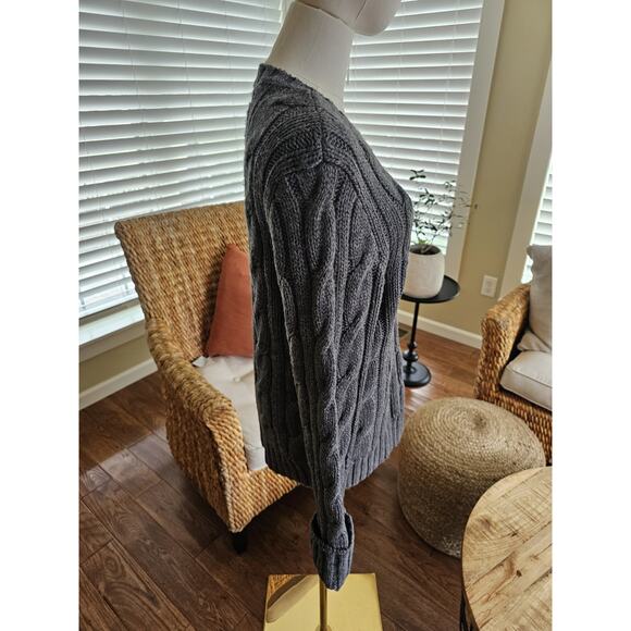 Abercrombie & Fitch Thick Cable-Knit Wool Blend Sweater Women's L Y2K Gray - Picture 5 of 11